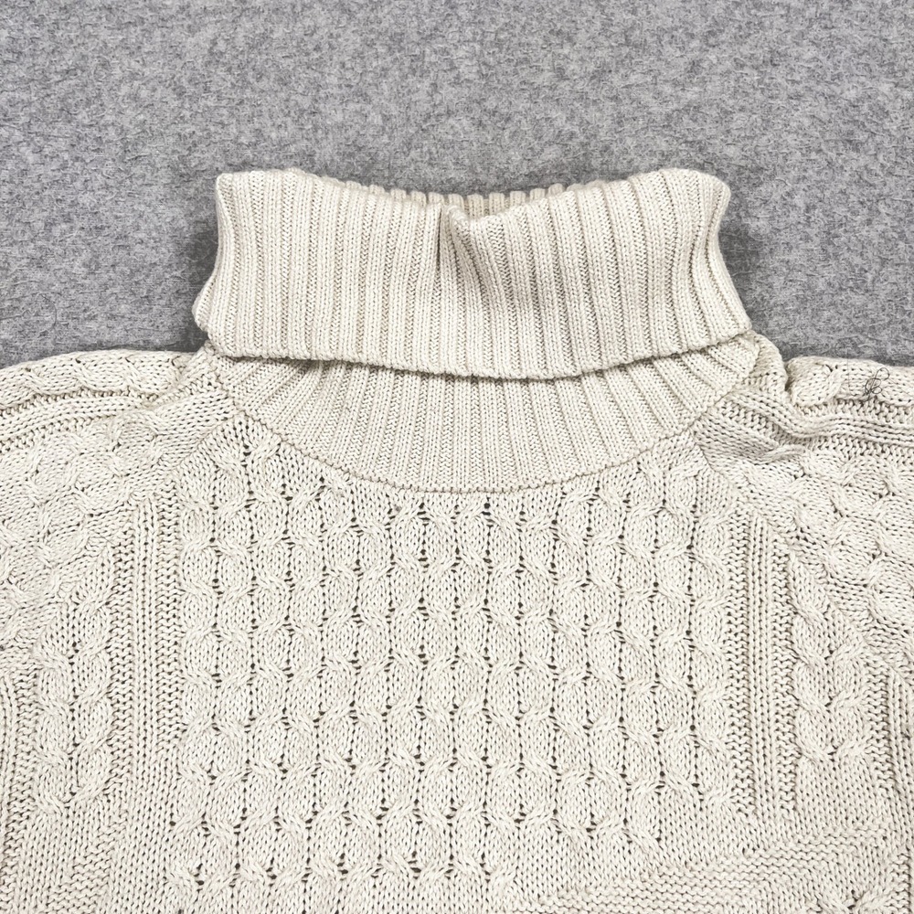 Nike Cable Knit Sweater Mens Small Ivory Turtleneck Swoosh Knit FB7770-072 - Picture 7 of 12